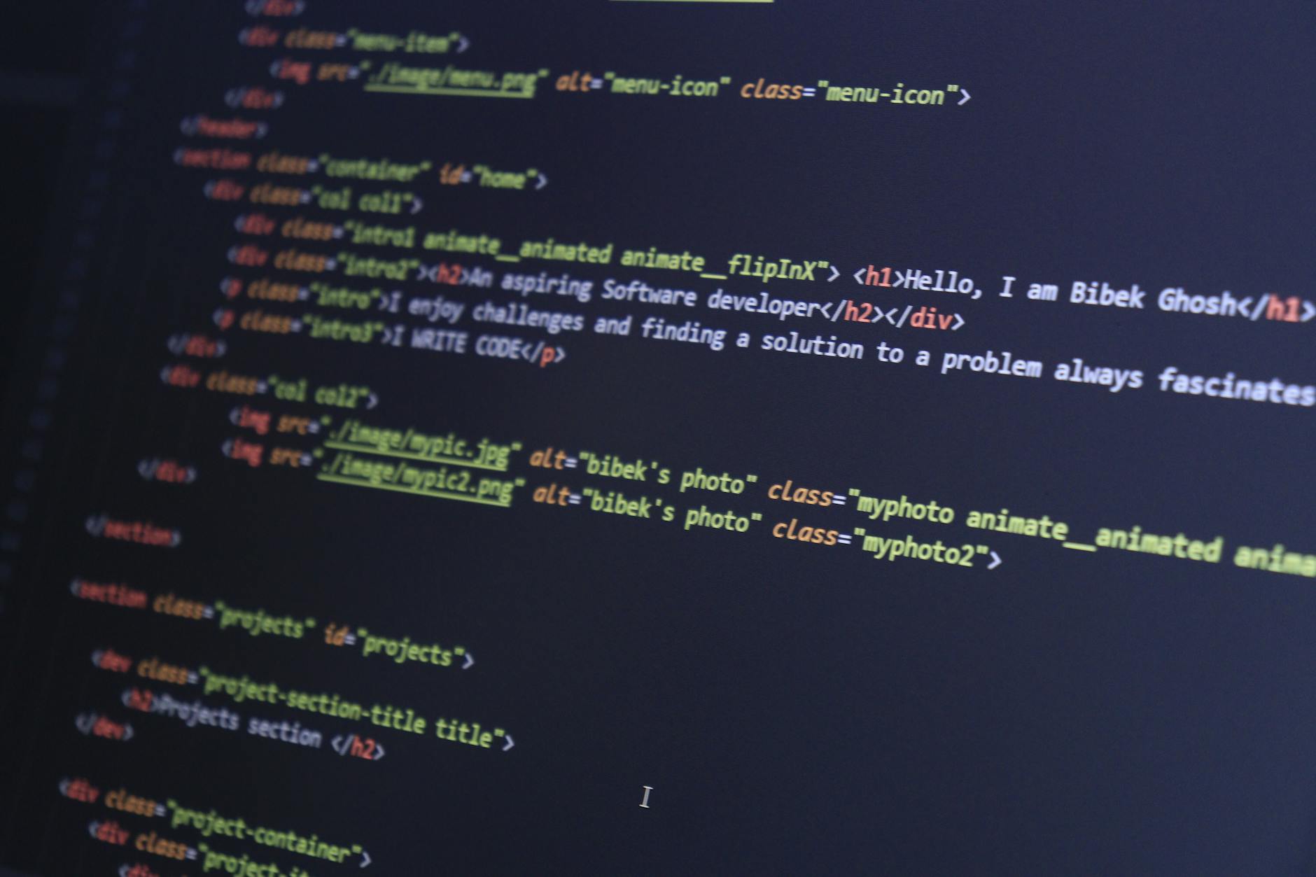 View image: HTML markup in a code editor